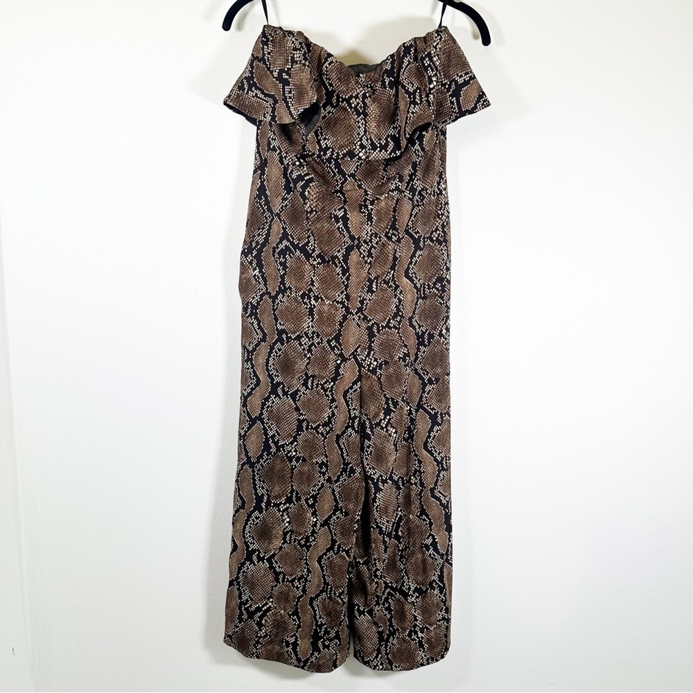 Babaton Snakeskin Reptile Print Strapless Cropped Jumpsuit Size 2 ** please read